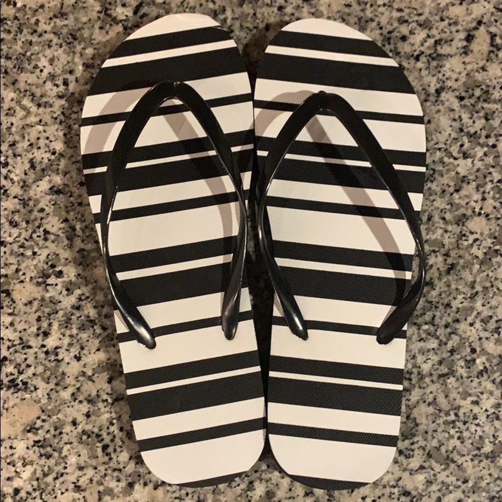 Black/White Stripe Flip-Flops